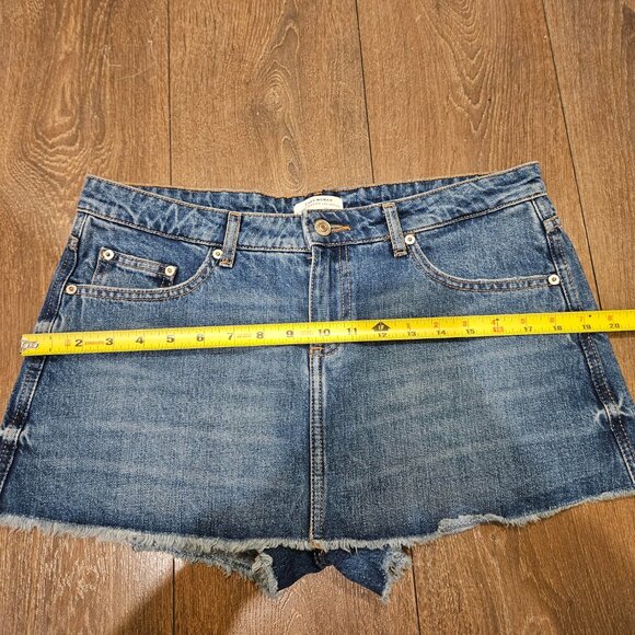 Zara Woman Blue Jean Demin Mid Rise Skort Skirt/Shorts Mini Y2K Preppy Size 8 - Picture 5 of 10